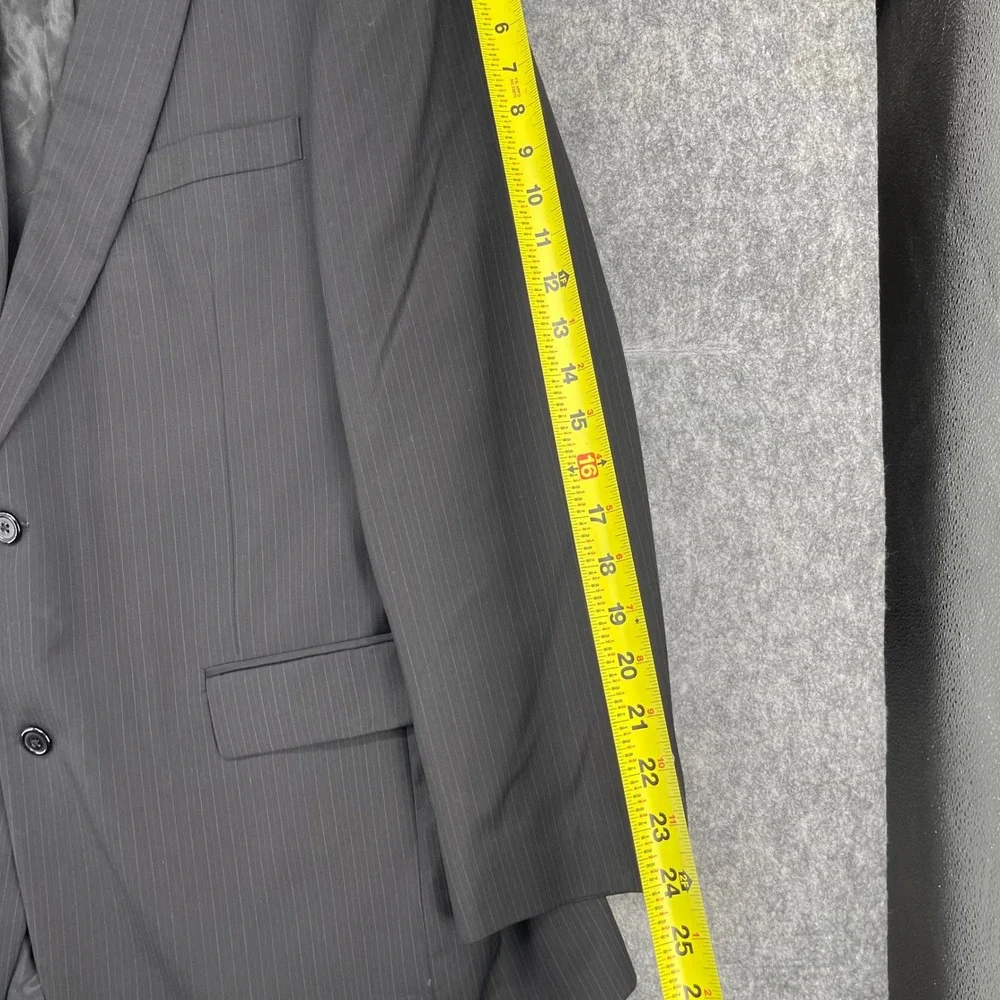 John Varvatos Blazer 42L Mens Pinstripe Black Two Button Suit Jacket